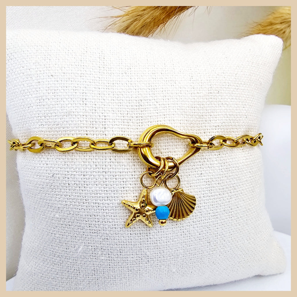 Fran sea bracelet with starfish detail for women, a beach-style jewellery gift that feels feminine, stylish, and perfect for everyday summer glamour.