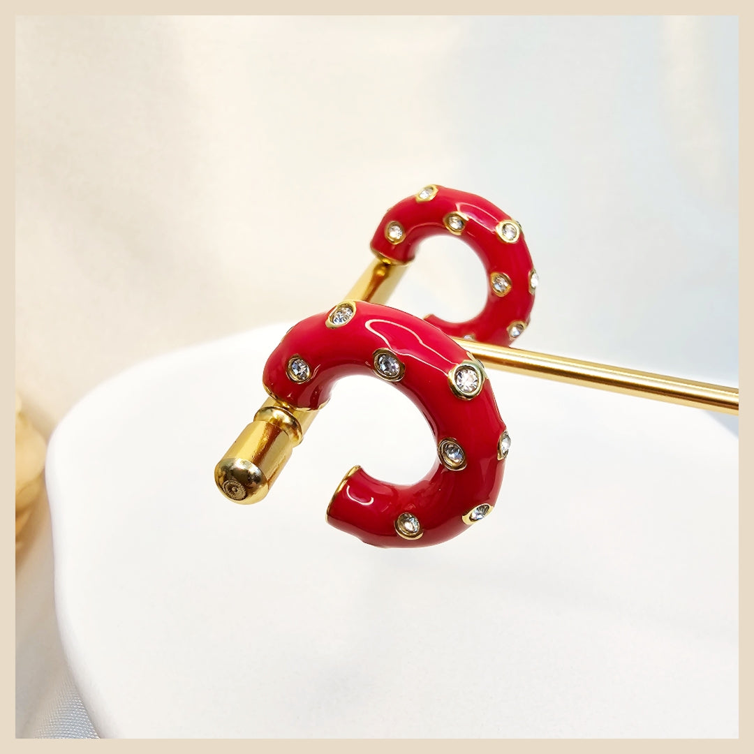 Glamorous Elly royal hoop earrings with zircon detail, ideal for women who want standout party sparkle with a noble and premium feel.