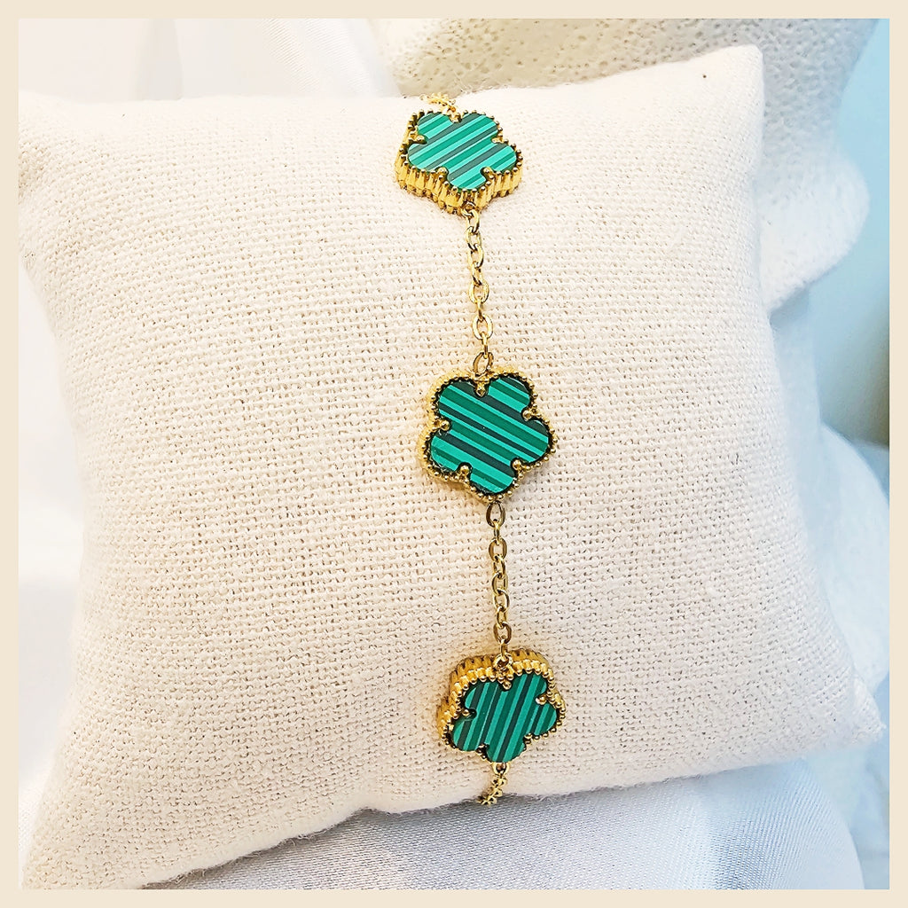 Kiri 18K gold-plated clover bracelet with openable crystal bangle styling, perfect for women seeking a graceful statement with trusted stainless steel durability.