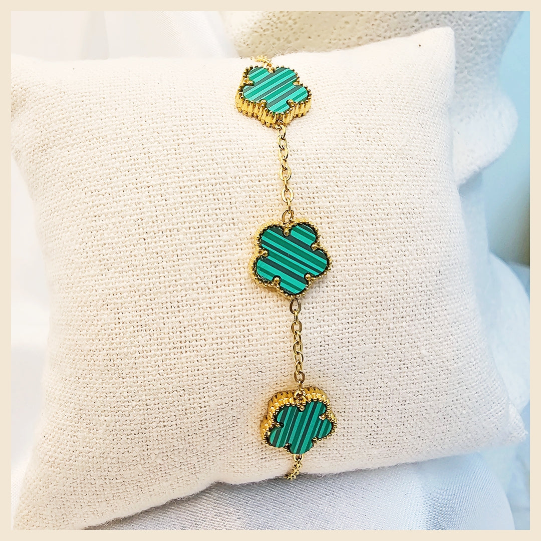 Kiri 18K gold-plated clover bracelet with openable crystal bangle styling, perfect for women seeking a graceful statement with trusted stainless steel durability.