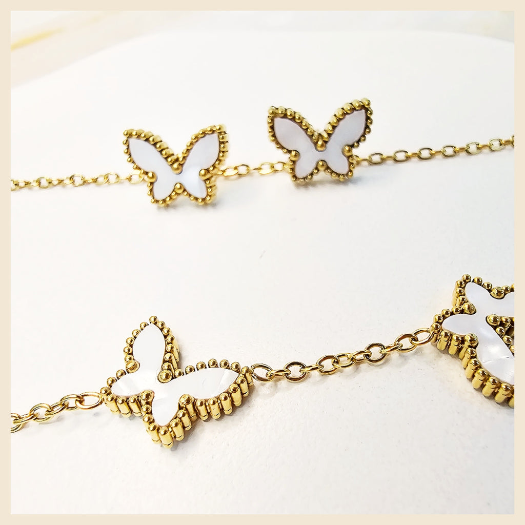 luma 18k white gold butterfly set-Luma white butterfly jewelry set in 18K white gold, designed to reflect graceful femininity and refined luxury for women in the UAE.