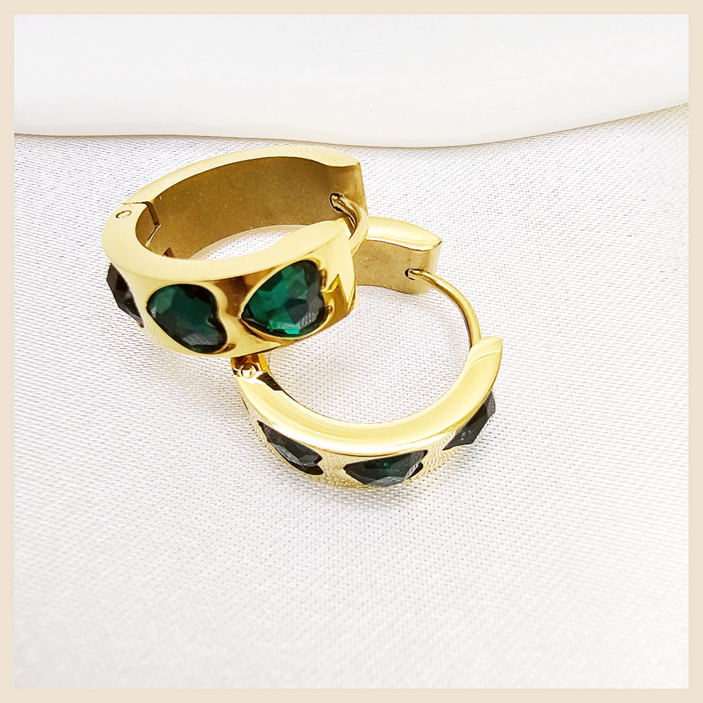 Luxury Bess green pear-shaped zirconia hoop earrings for her, a standout choice for women who love sophisticated color and exclusive sparkle.