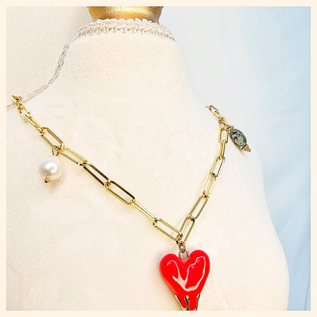 Hip-hop inspired gold-plated African stone pendant necklace, designed for women in the UAE who want a bold fashion-forward accessory with strong personality.