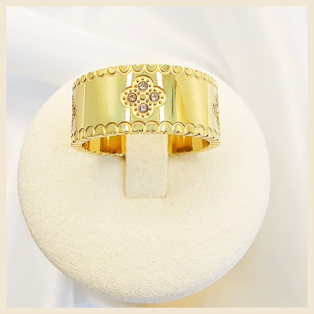 Luxury Laya embossed zircon wide ring for her, an anniversary or Eid gift choice that delivers elegance, confidence, and lasting impression.
