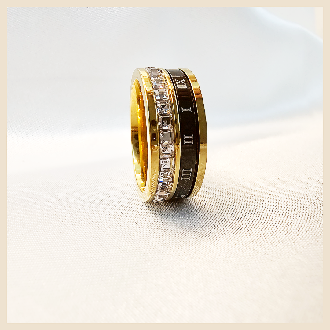 Minimalist Anni Roman Numeral ring in non-tarnish stainless steel, crafted for women who love clean design, trusted quality, and effortless sophistication.