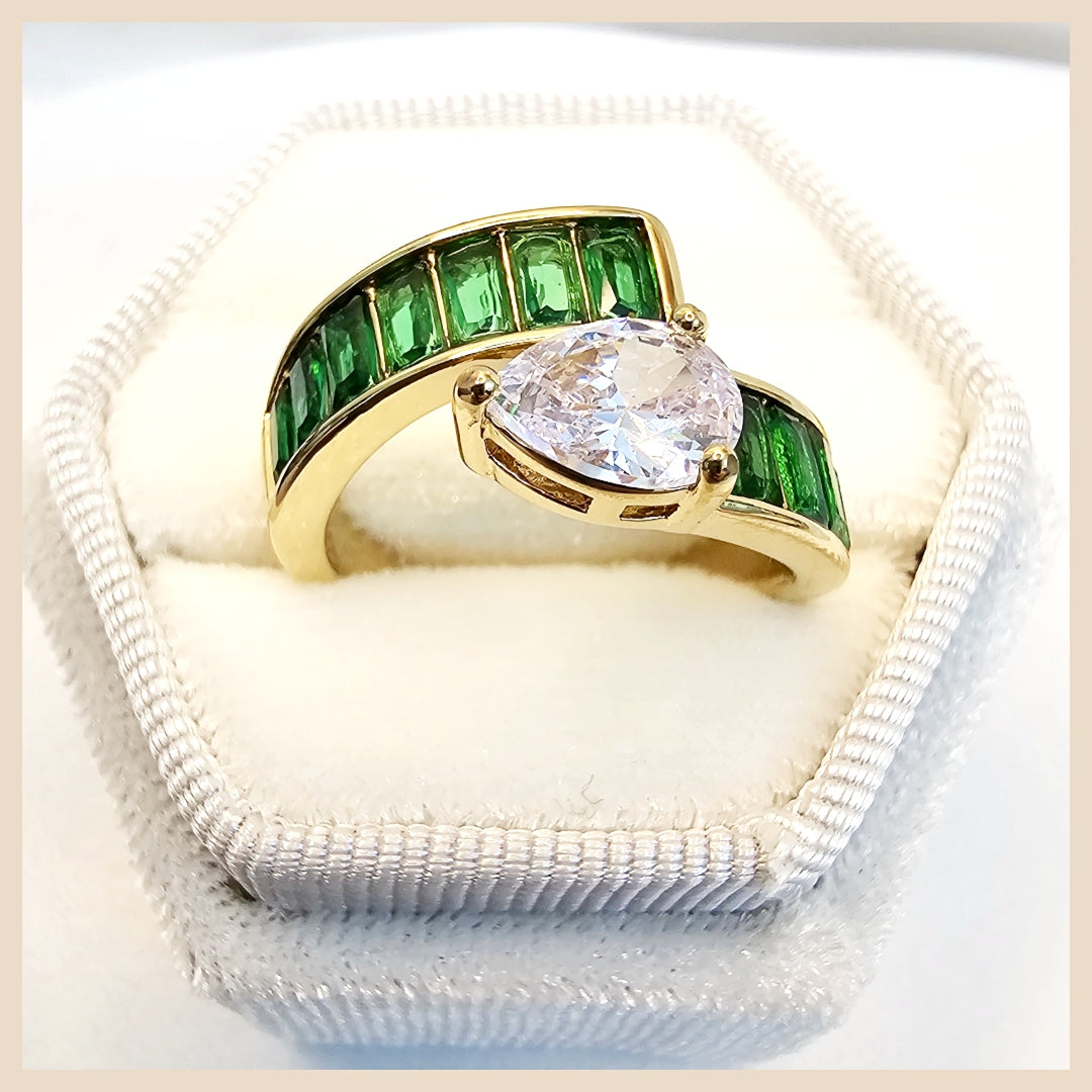 Modern Edie sleek zircon square ring for women, a minimal luxury accessory that complements both casual and formal looks effortlessly.