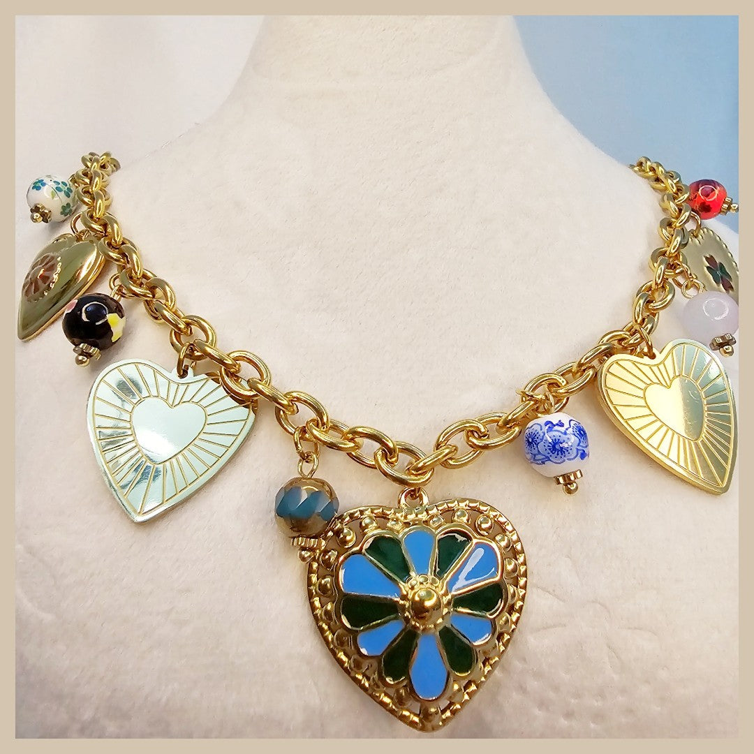 Modern Heda blue charm pendant necklace that elevates a minimalist outfit with a sophisticated pop of color and polished sparkle.