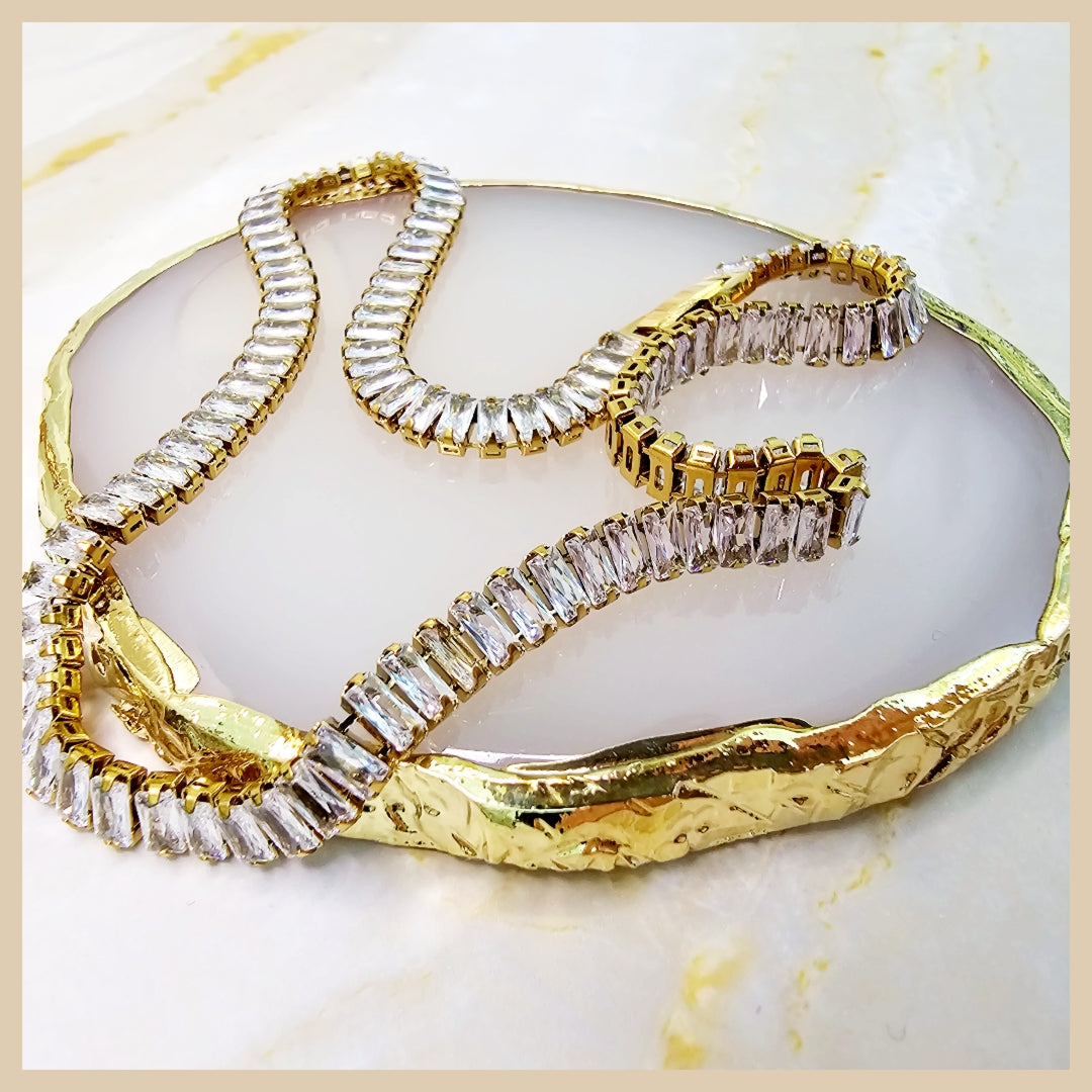 Modern cubic zirconia tennis necklace with a sleek gold plated finish, ideal for women who embrace contemporary fashion with a luxury edge.