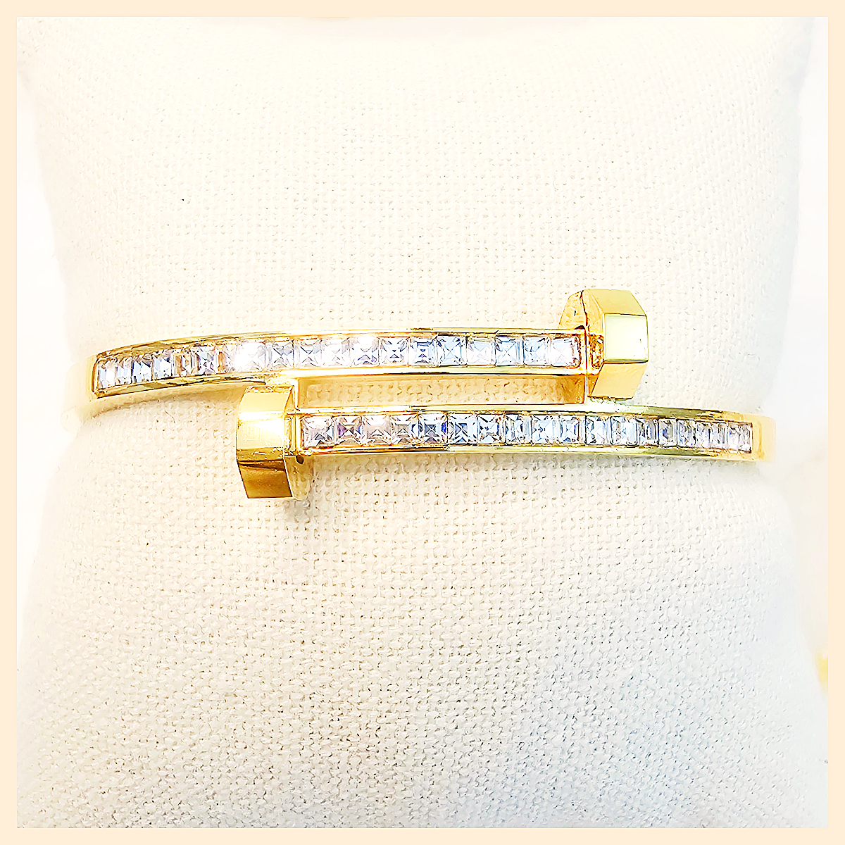 Multi-color vintage enamel bangle by Adah with cubic zirconia accents, perfect for Dubai-inspired fashion with a confident blend of bold color and graceful shine.