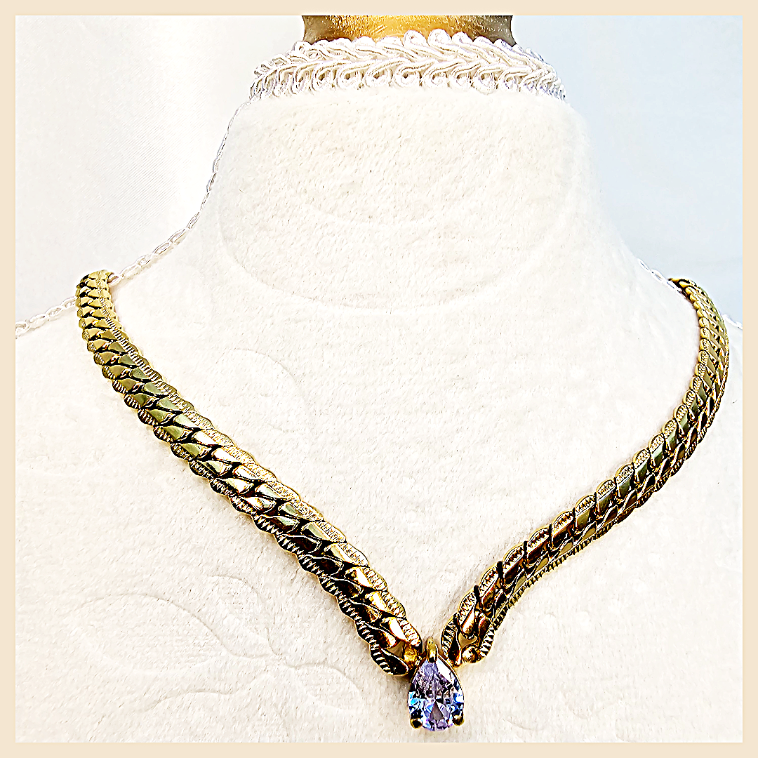 Premium Amya blue teardrop CZ necklace for women, ideal for evening events when you want a sophisticated and photo-ready sparkle.