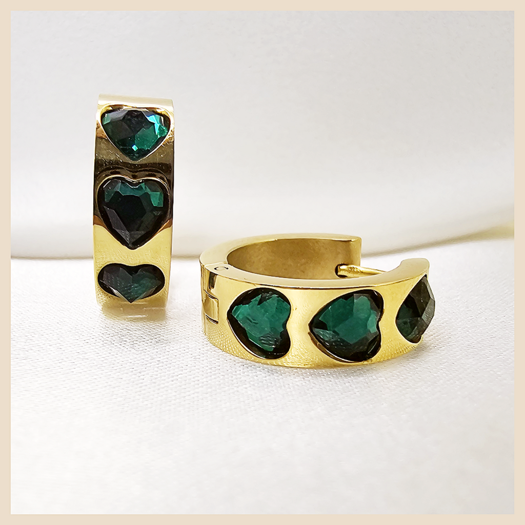 Premium Bess green cubic zirconia hoop earrings, a gift-ready pair for Eid, anniversaries, or celebrations that call for timeless elegance.