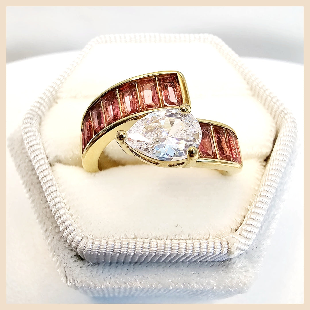 Premium Edie zircon wide ring with a square design, party-ready for women who want a confident statement piece with a luxury feel.