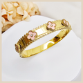 Luxury zircon clover bracelet crafted for modern women, offering a polished gold look that elevates both casual and formal outfits.