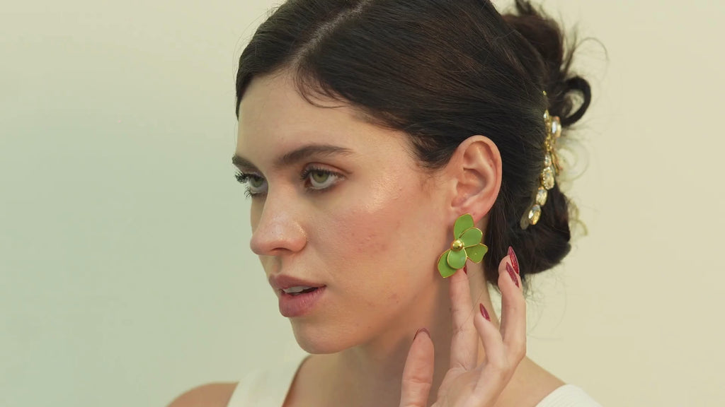 Emme Green Petal Earings