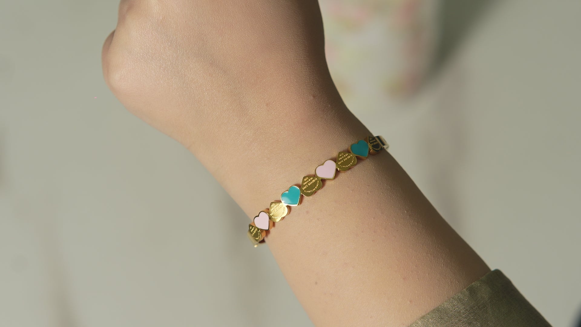 Trendy Kaye colorful gold cuff bangle for women, perfect for Dubai-inspired outfits when you want confident color and a polished statement finish.