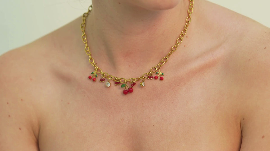 Bina Zircon Cherries Necklace