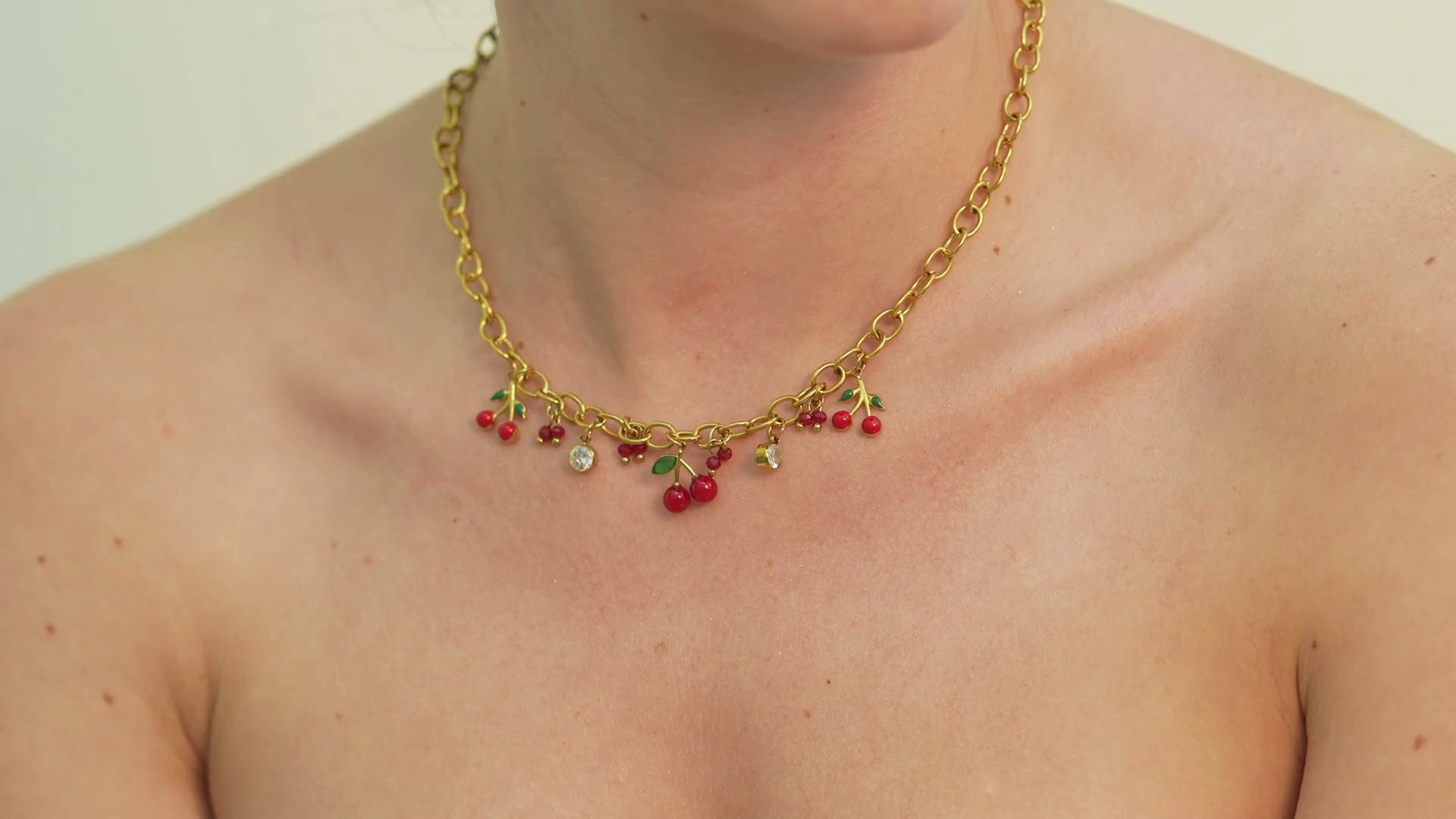 Bina Zircon Cherries Necklace