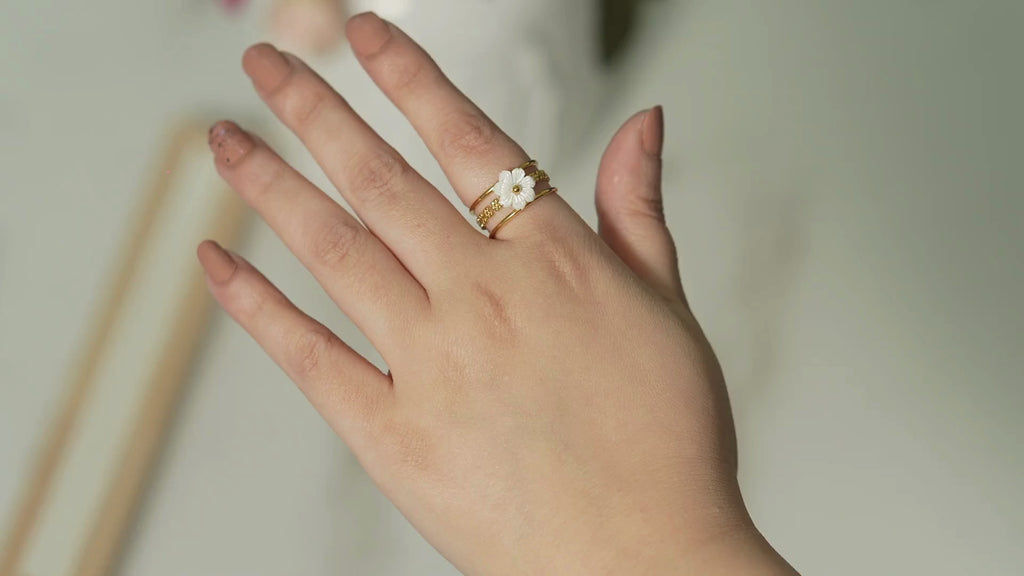 Inga White Flower Ring