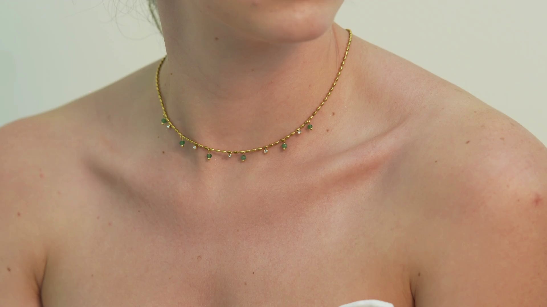 Jari Oval BeadsZircon Necklace