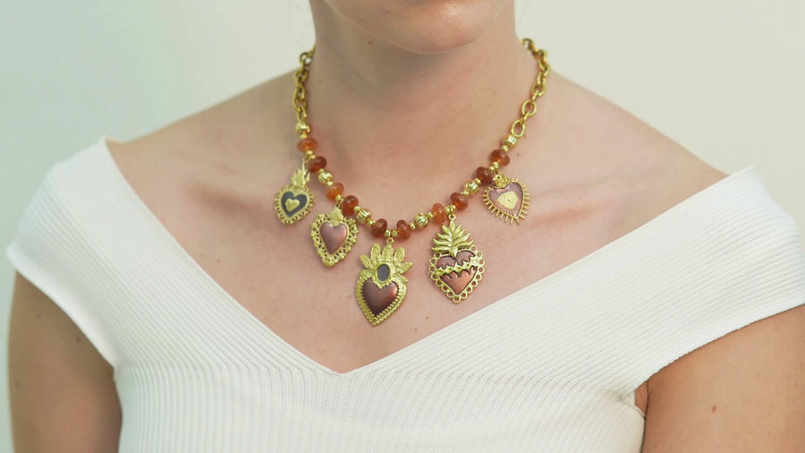 Hema Maroon Charms Necklace