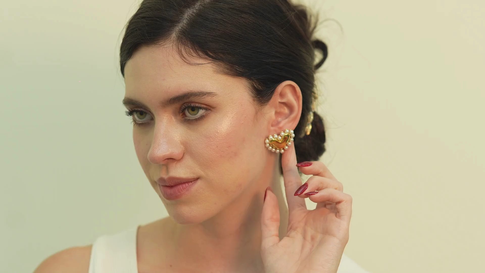 Fara Pearls X Heart Earings