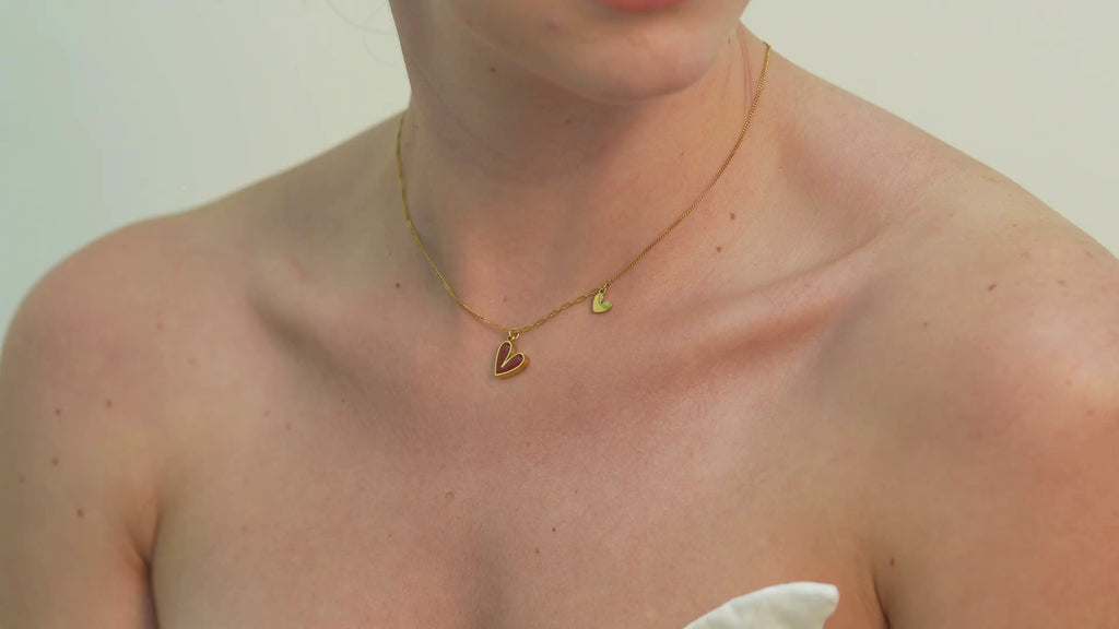 Hada pink heart-shaped pendant necklace in a gold-plated finish, a beautiful gift for her that feels sweet, polished, and perfect for memorable moments.