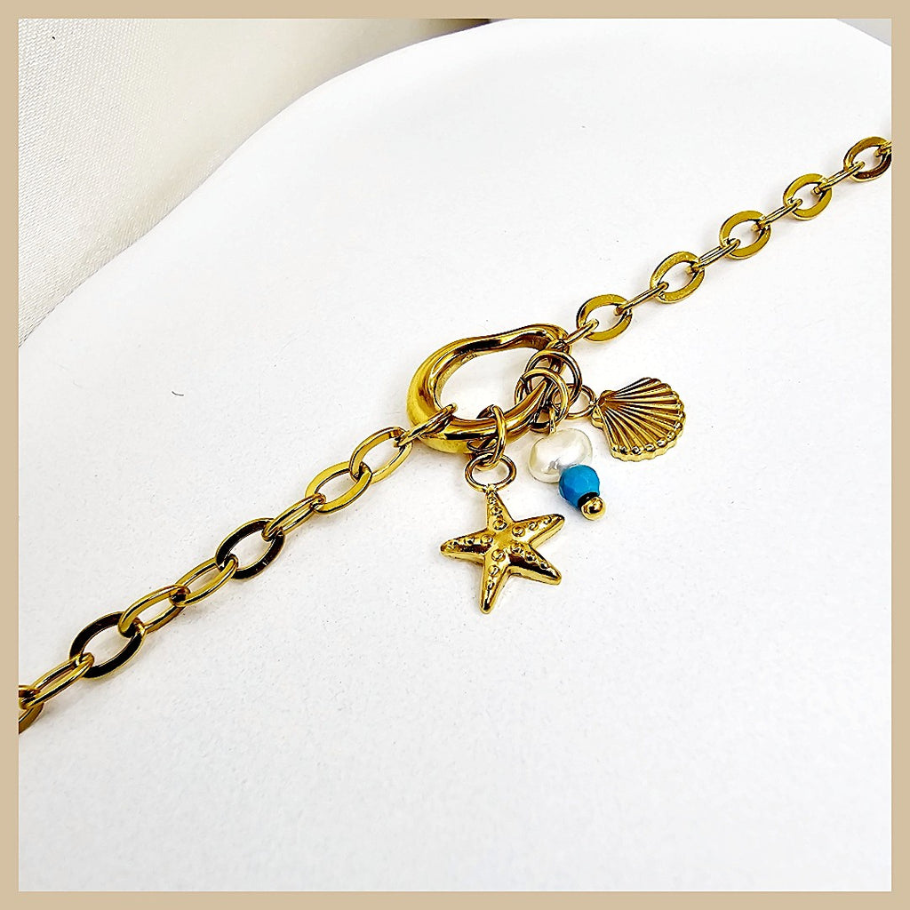 Trendy Fran starfish bracelet for women, designed to capture seaside beauty with a polished finish that suits Dubai-inspired resort and casual looks.